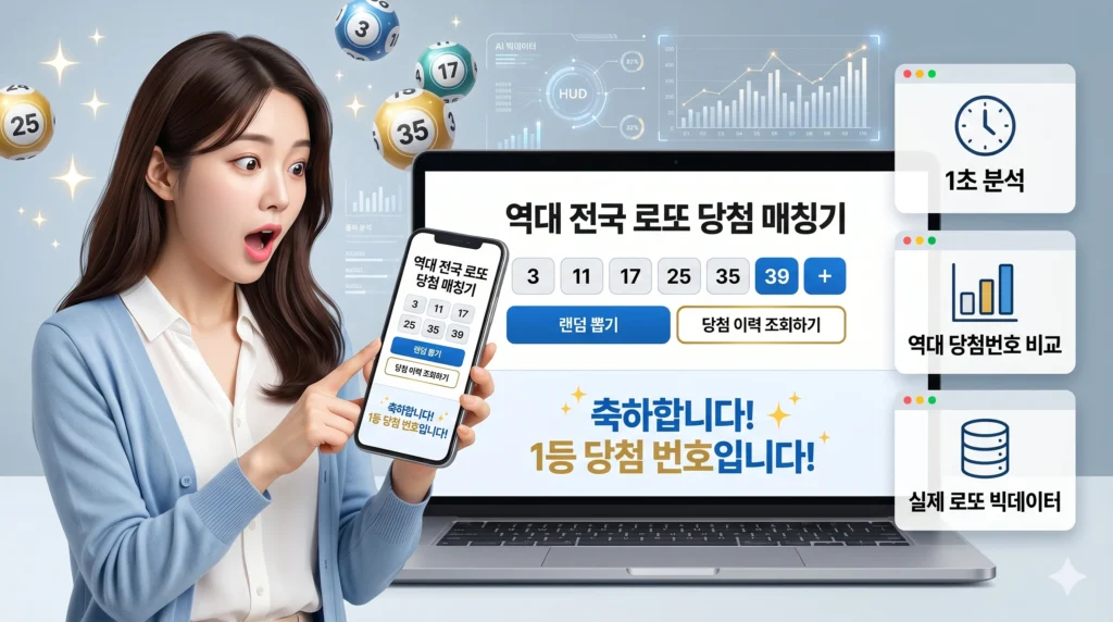 [무료] 로또 명당 번호 궁합 테스터 - 내 번호는 몇등일까