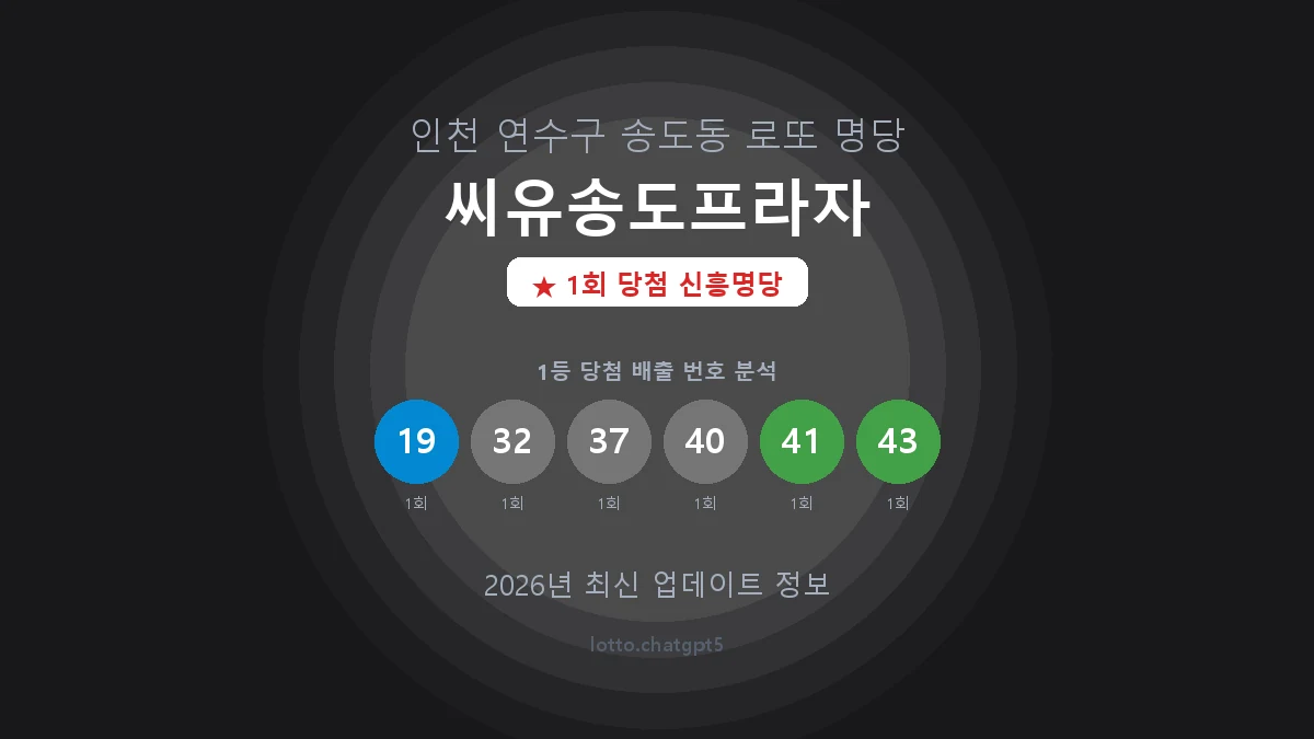 인천 연수구 송도동 로또 명당 씨유송도프라자 1등 1회 배출 판매점 썸네일