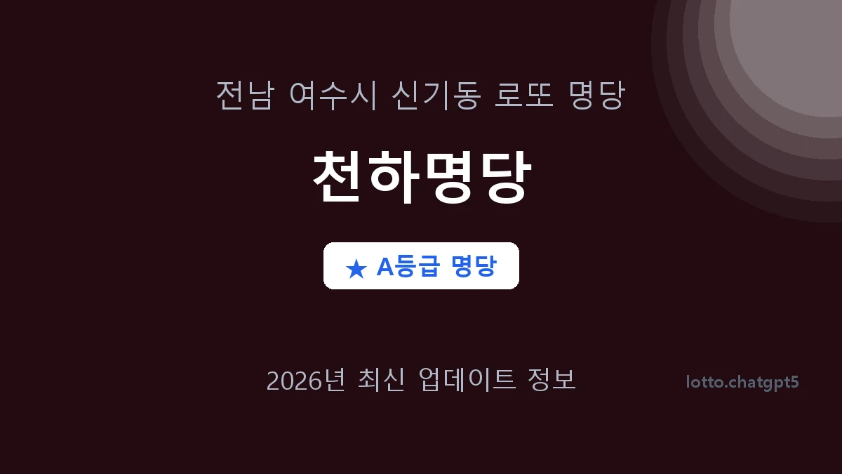 전남 여수시 신기동 로또 명당 천하명당 1등 3회 배출 판매점 썸네일