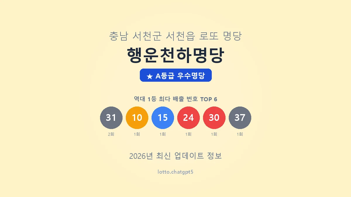 충남 서천군 서천읍 로또 명당 행운천하명당 1등 2회 배출 판매점 썸네일