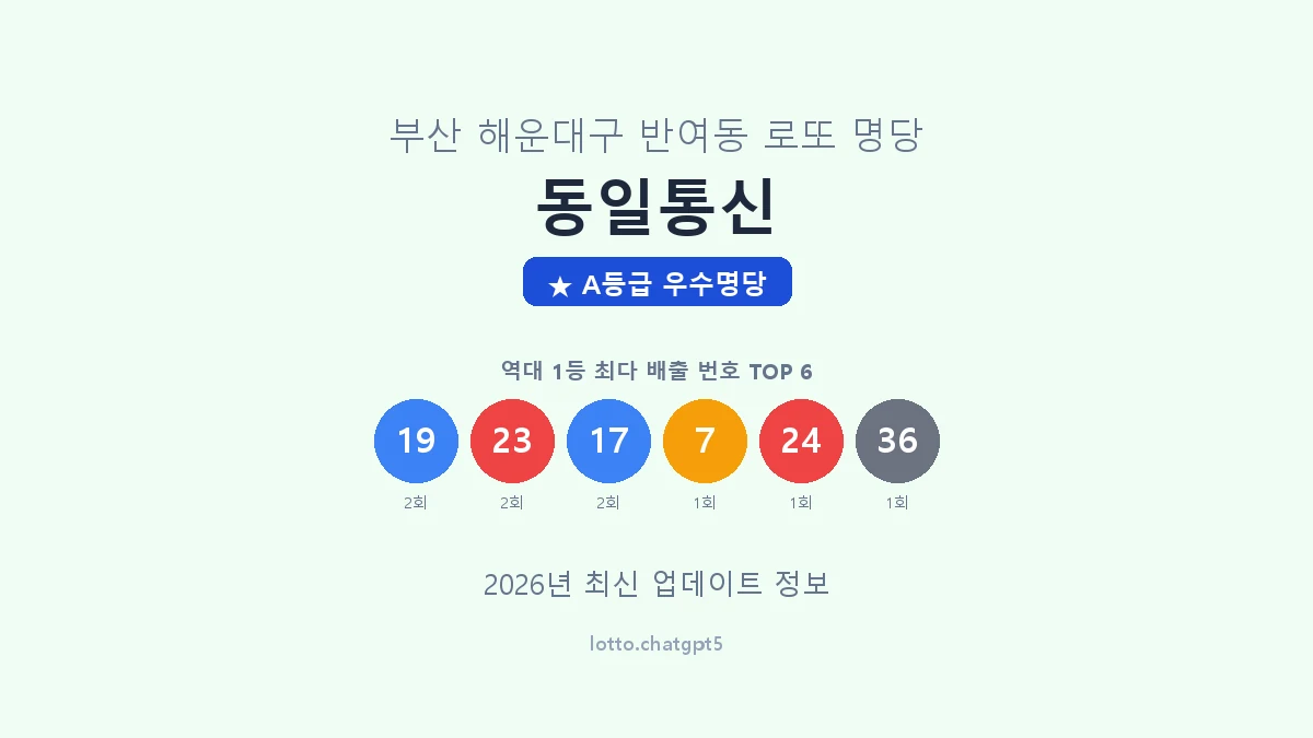 부산 해운대구 반여동 로또 명당 동일통신 1등 3회 배출 판매점 썸네일
