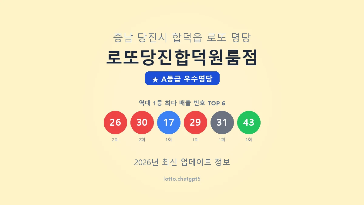 충남 당진시 합덕읍 로또 명당 로또당진합덕원룸점 1등 2회 배출 판매점 썸네일