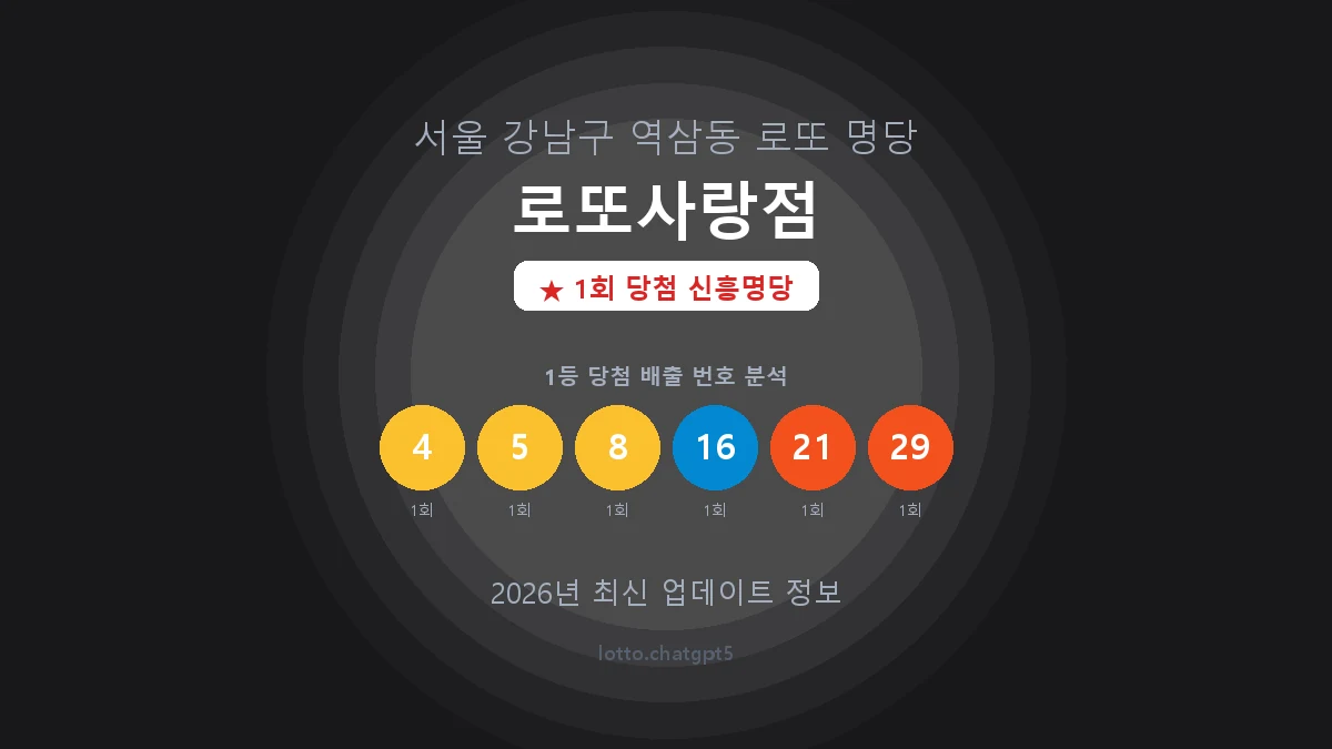 서울 강남구 역삼동 로또 명당 로또사랑점 1등 1회 배출 판매점 썸네일