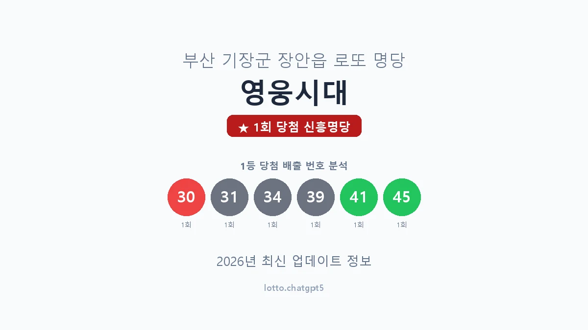 부산 기장군 장안읍 로또 명당 영웅시대 1등 1회 배출 판매점 썸네일