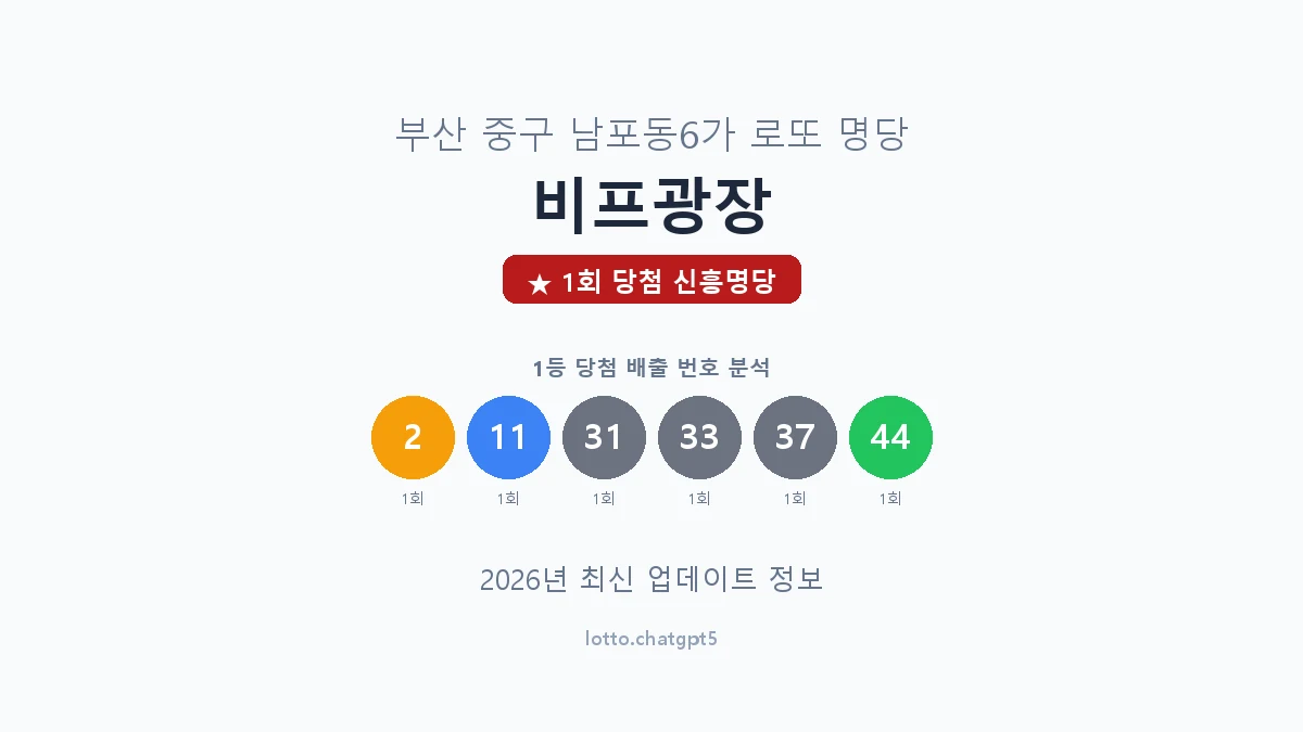부산 중구 남포동6가 로또 명당 비프광장 1등 1회 배출 판매점 썸네일