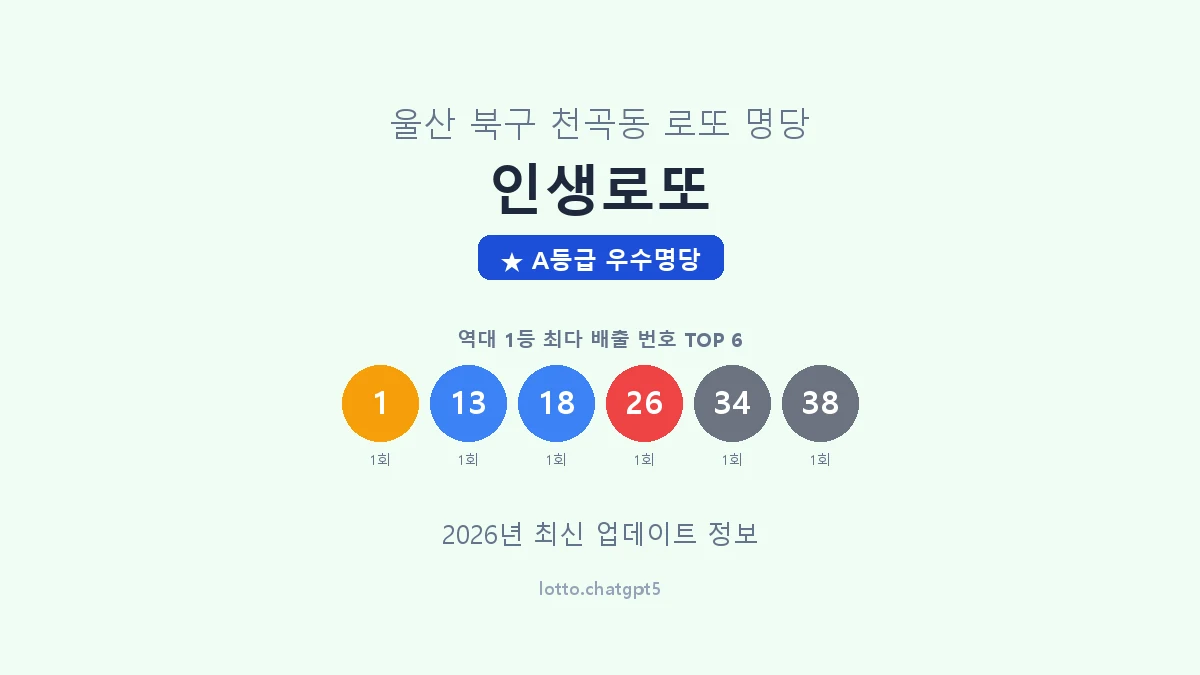 울산 북구 천곡동 로또 명당 인생로또 1등 2회 배출 판매점 썸네일