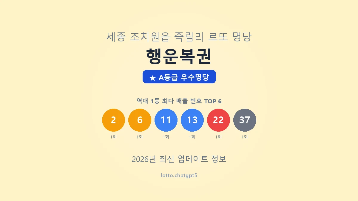 세종  조치원읍 로또 명당 행운복권 1등 2회 배출 판매점 썸네일