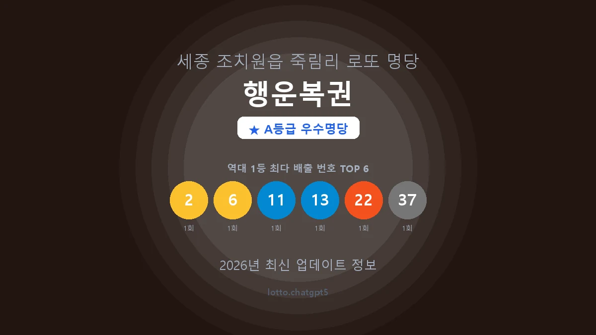 세종  조치원읍 로또 명당 행운복권 1등 2회 배출 판매점 썸네일