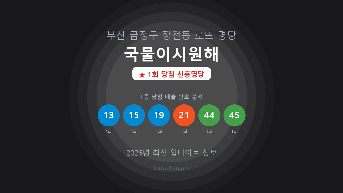 부산 금정구 장전동 로또 명당 국물이시원해 1등 1회 배출 판매점 썸네일