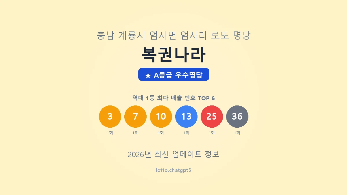 충남 계룡시 엄사면 로또 명당 복권나라 1등 2회 배출 판매점 썸네일