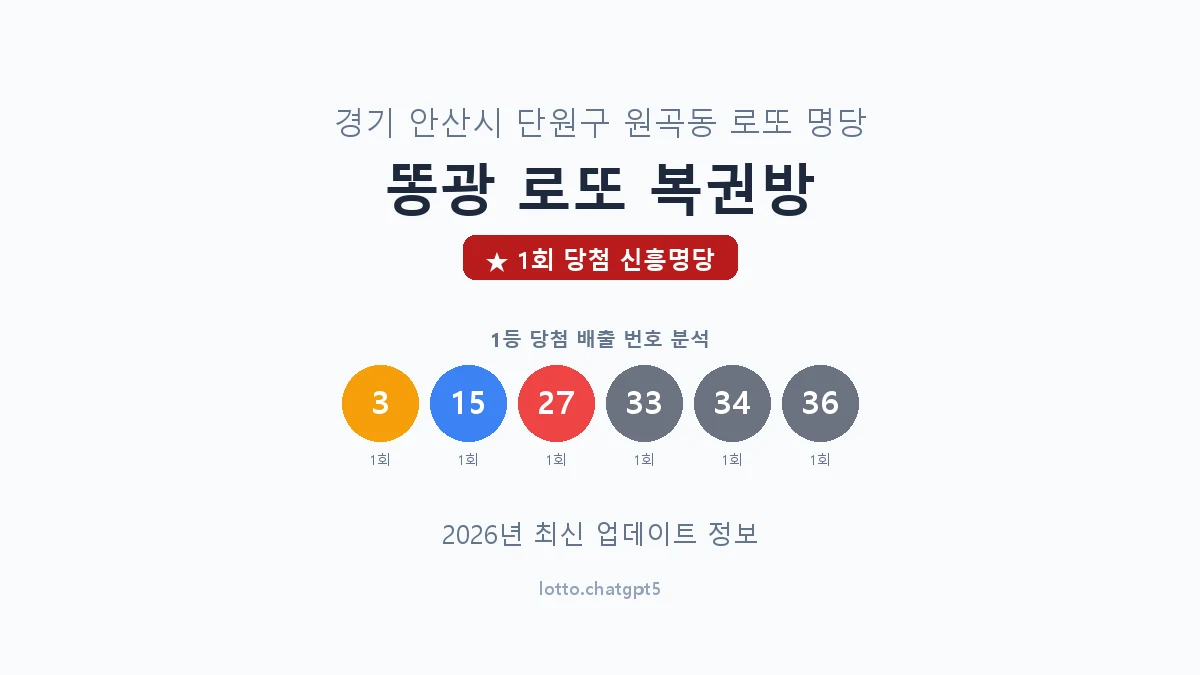 경기 안산시 원곡동 로또 명당 똥광 로또 복권방 1등 1회 배출 판매점 썸네일