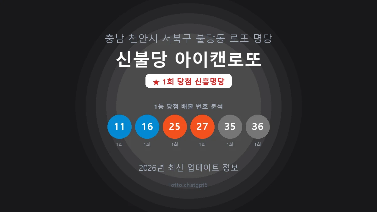 충남 천안시 불당동 로또 명당 신불당 아이캔로또 1등 1회 배출 판매점 썸네일