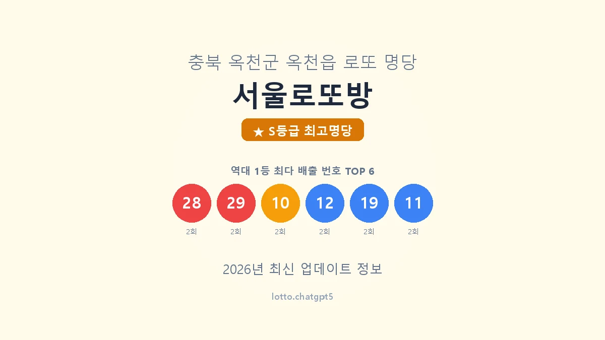 충북 옥천군 옥천읍 로또 명당 서울로또방 1등 7회 배출 판매점 썸네일