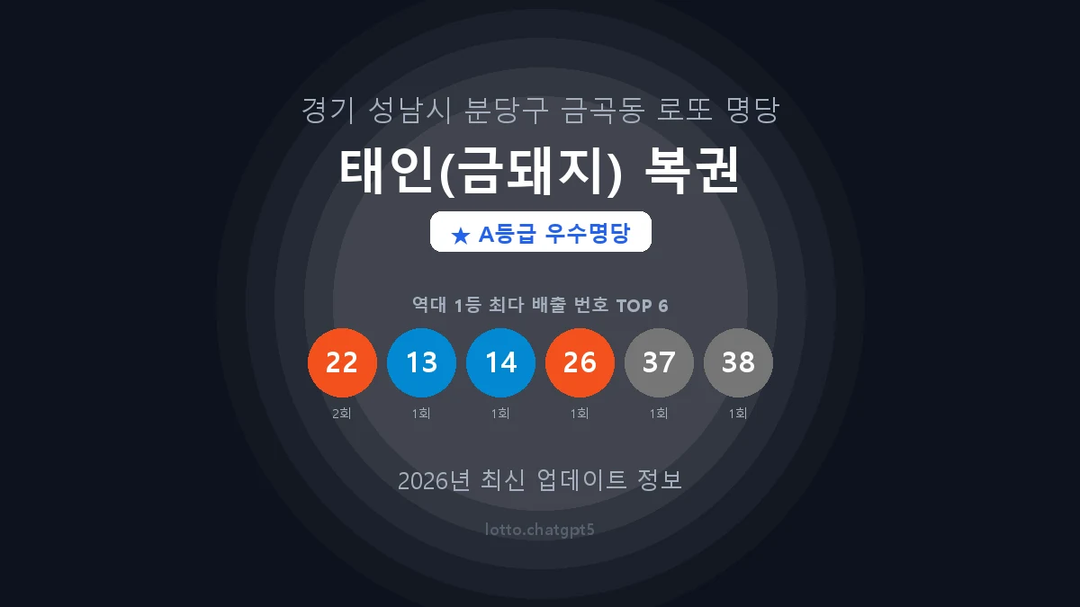 경기 성남시 금곡동 로또 명당 태인(금돼지) 복권 1등 3회 배출 판매점 썸네일