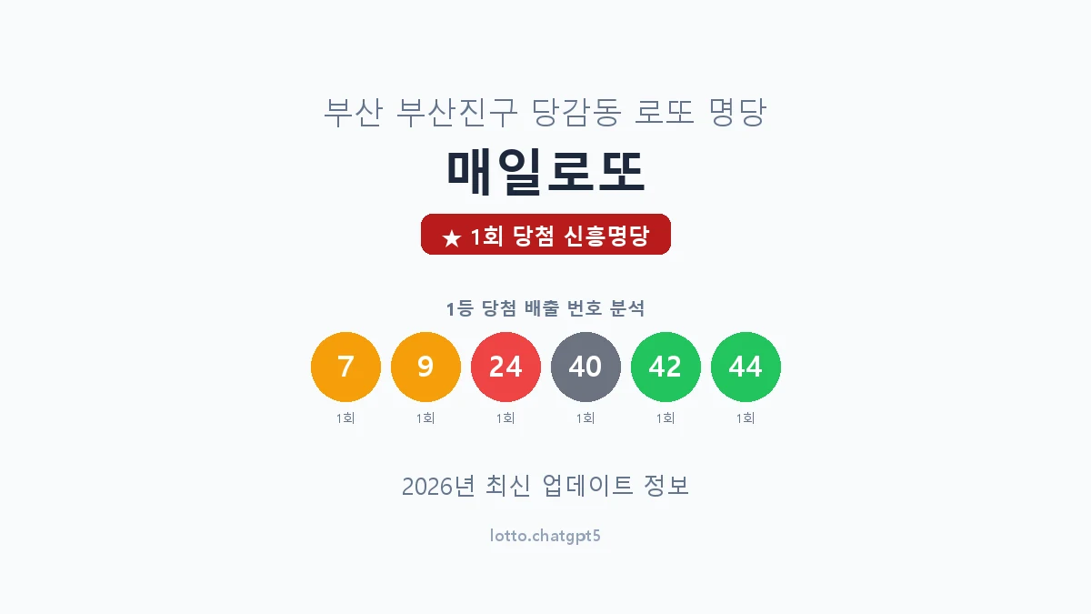 부산 부산진구 당감동 로또 명당 매일로또 1등 1회 배출 판매점 썸네일
