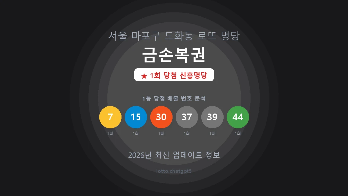 서울 마포구 도화동 로또 명당 금손복권 1등 1회 배출 판매점 썸네일