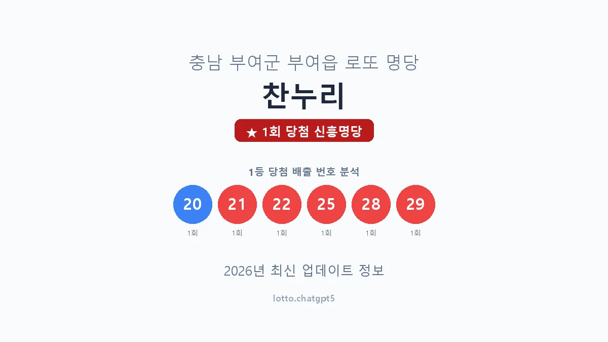 충남 부여군 부여읍 로또 명당 찬누리 1등 1회 배출 판매점 썸네일