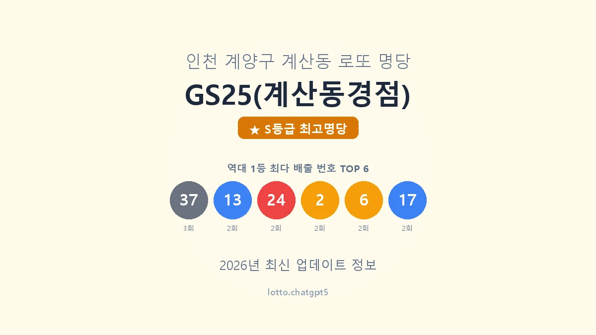 인천 계양구 계산동 로또 명당 GS25(계산동경점) 1등 5회 배출 판매점 썸네일