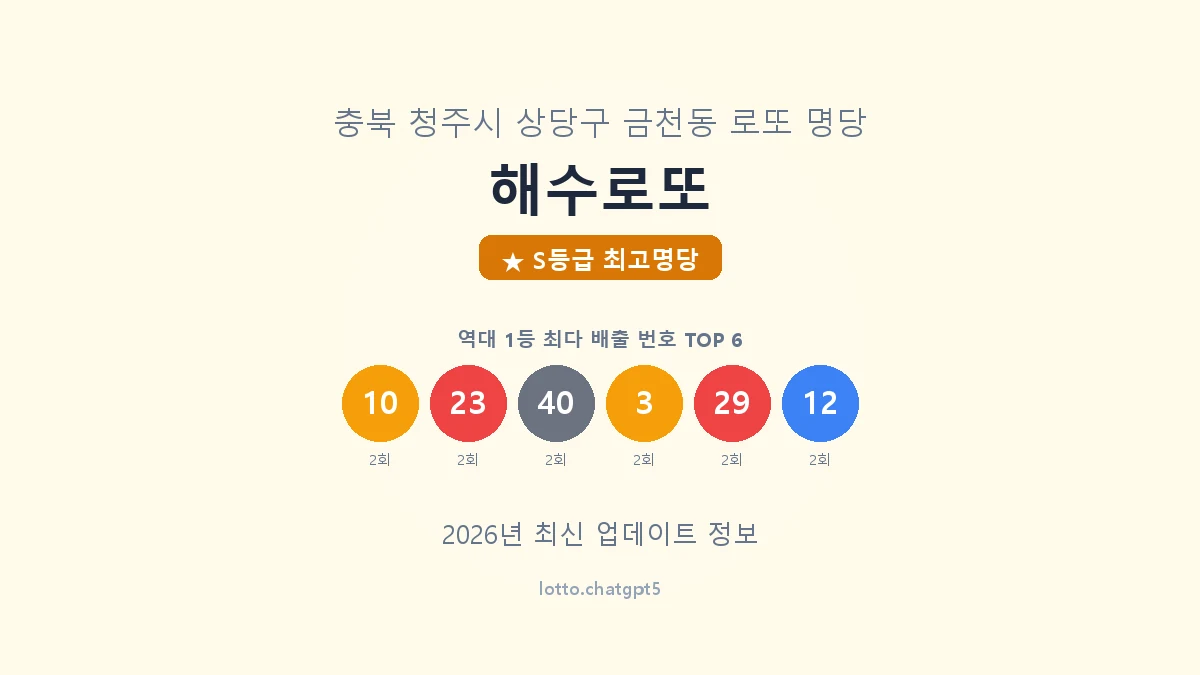 충북 청주시 금천동 로또 명당 해수로또 1등 5회 배출 판매점 썸네일