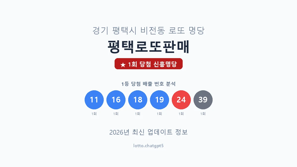 경기 평택시 비전동 로또 명당 평택로또판매 1등 1회 배출 판매점 썸네일