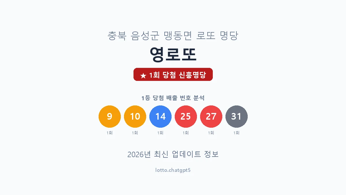 충북 음성군 맹동면 로또 명당 영로또 1등 1회 배출 판매점 썸네일