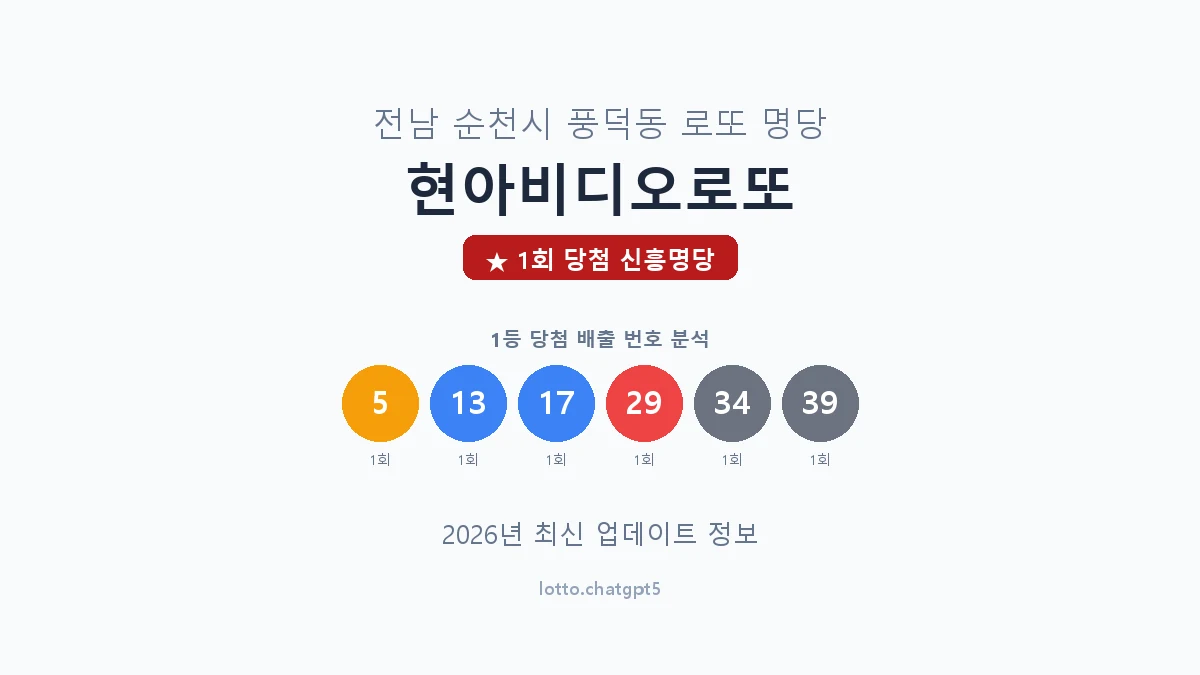 전남 순천시 풍덕동 로또 명당 현아비디오로또 1등 1회 배출 판매점 썸네일