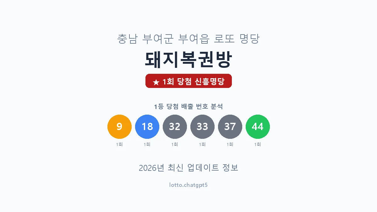 충남 부여군 부여읍 로또 명당 돼지복권방 1등 1회 배출 판매점 썸네일