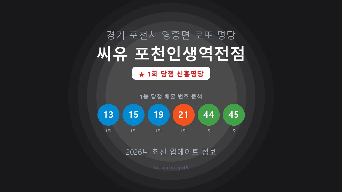 경기 포천시 영중면 로또 명당 씨유 포천인생역전점 1등 1회 배출 판매점 썸네일