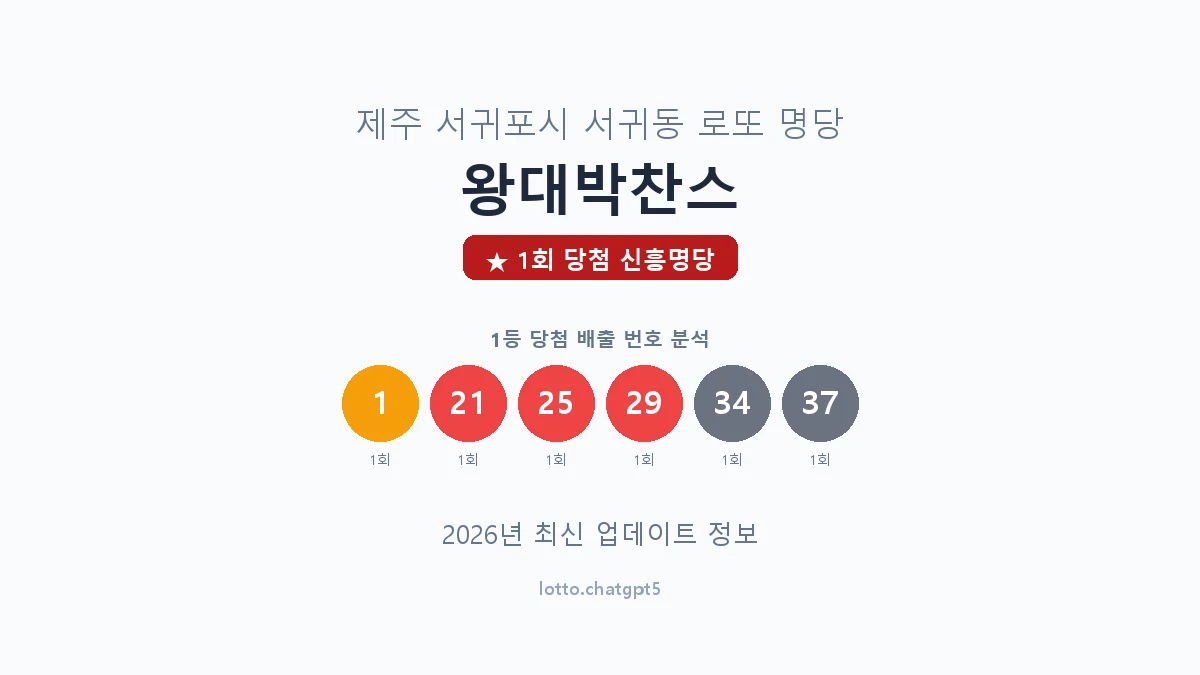 제주 서귀포시 서귀동 로또 명당 왕대박찬스 1등 1회 배출 판매점 썸네일