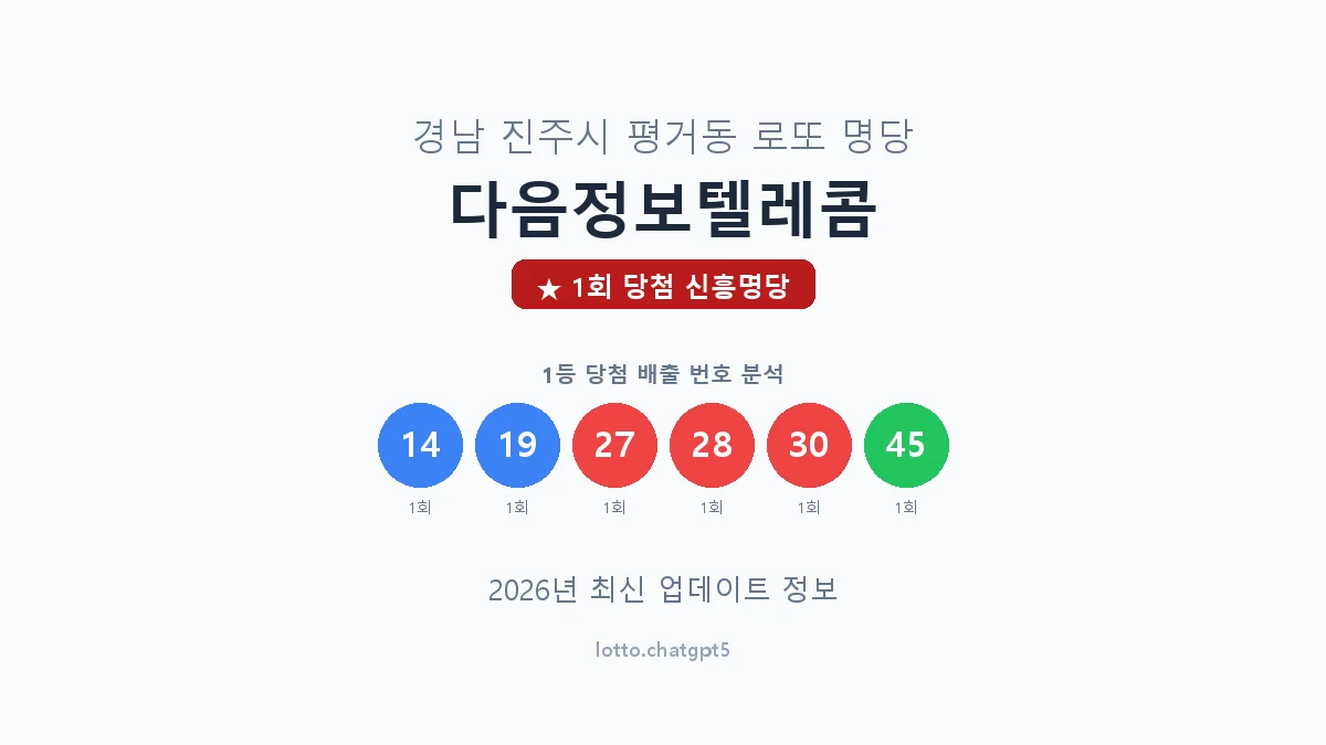 경남 진주시 평거동 로또 명당 다음정보텔레콤 1등 1회 배출 판매점 썸네일