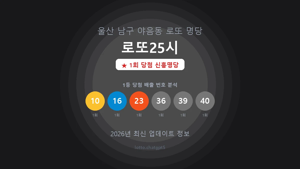 울산 남구 야음동 로또 명당 로또25시 1등 1회 배출 판매점 썸네일