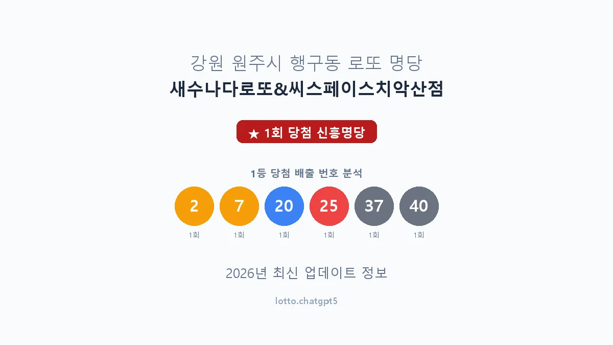 강원 원주시 행구동 로또 명당 새수나다로또&씨스페이스치악산점 1등 1회 배출 판매점 썸네일