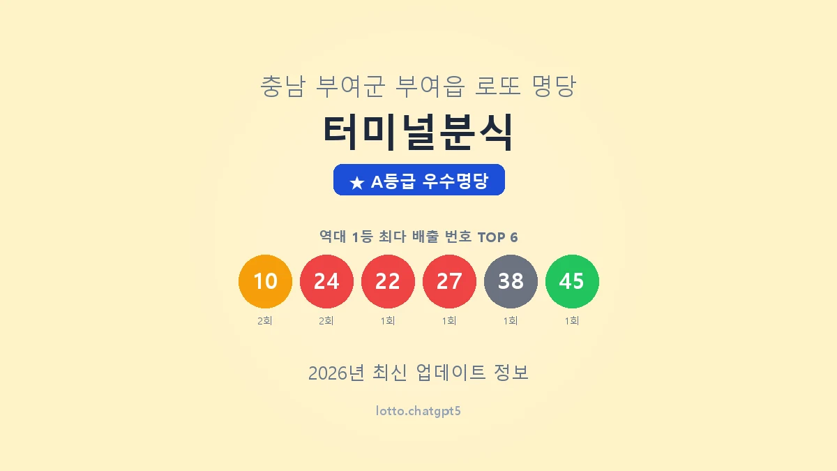 충남 부여군 부여읍 로또 명당 터미널분식 1등 3회 배출 판매점 썸네일