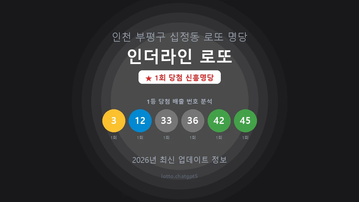인천 부평구 십정동 로또 명당 인더라인 로또 1등 1회 배출 판매점 썸네일