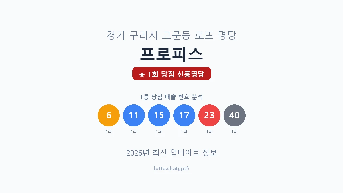 경기 구리시 교문동 로또 명당 프로피스 1등 1회 배출 판매점 썸네일