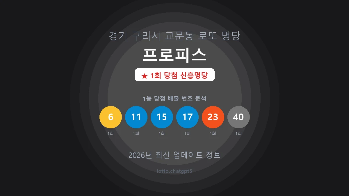 경기 구리시 교문동 로또 명당 프로피스 1등 1회 배출 판매점 썸네일