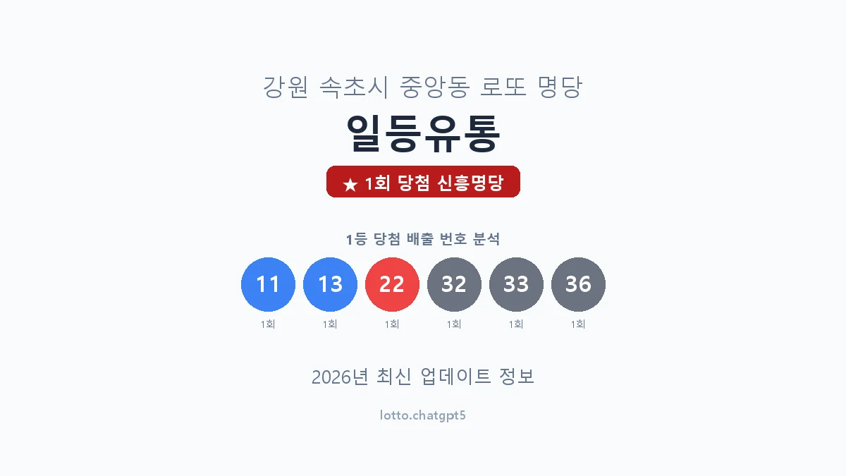 강원 속초시 중앙동 로또 명당 일등유통 1등 1회 배출 판매점 썸네일