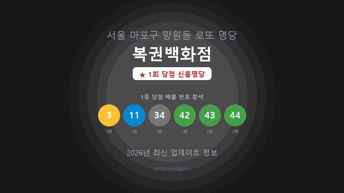 서울 마포구 망원동 로또 명당 복권백화점 1등 1회 배출 판매점 썸네일