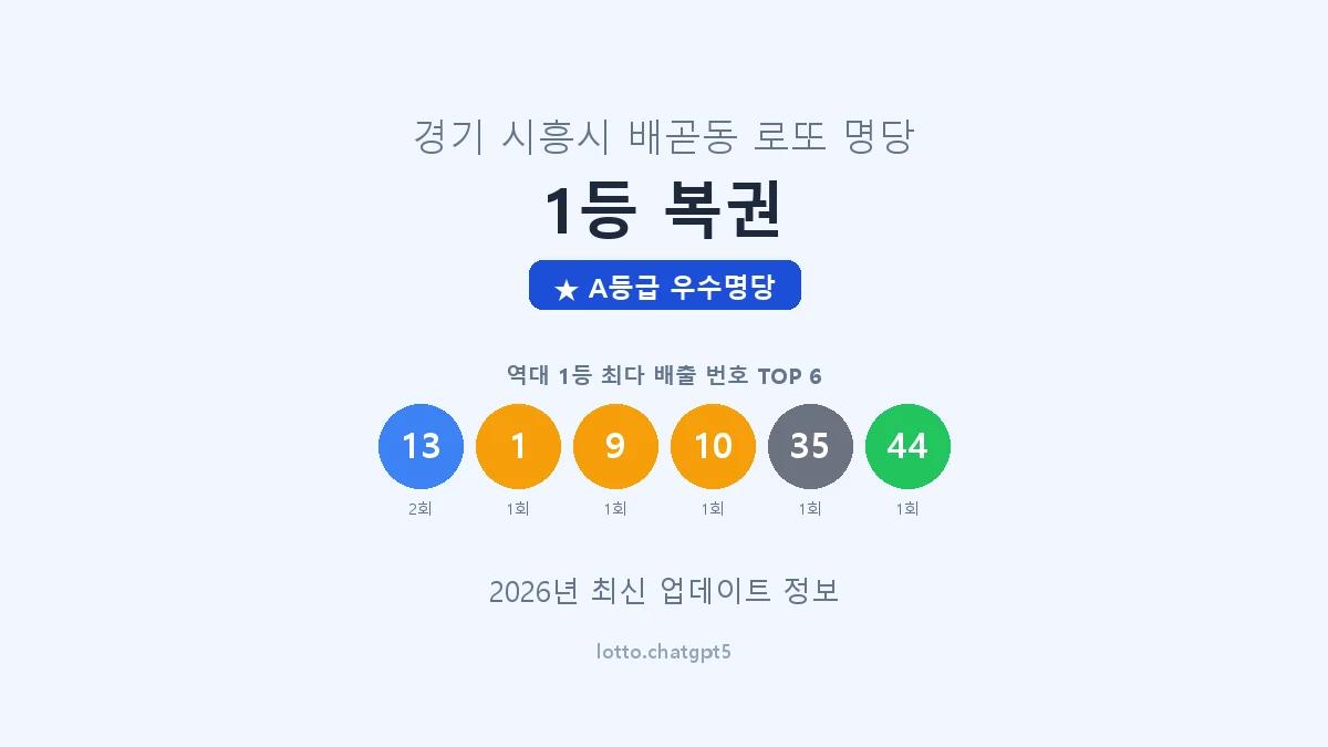 경기 시흥시 배곧동 로또 명당 1등 복권 1등 2회 배출 판매점 썸네일