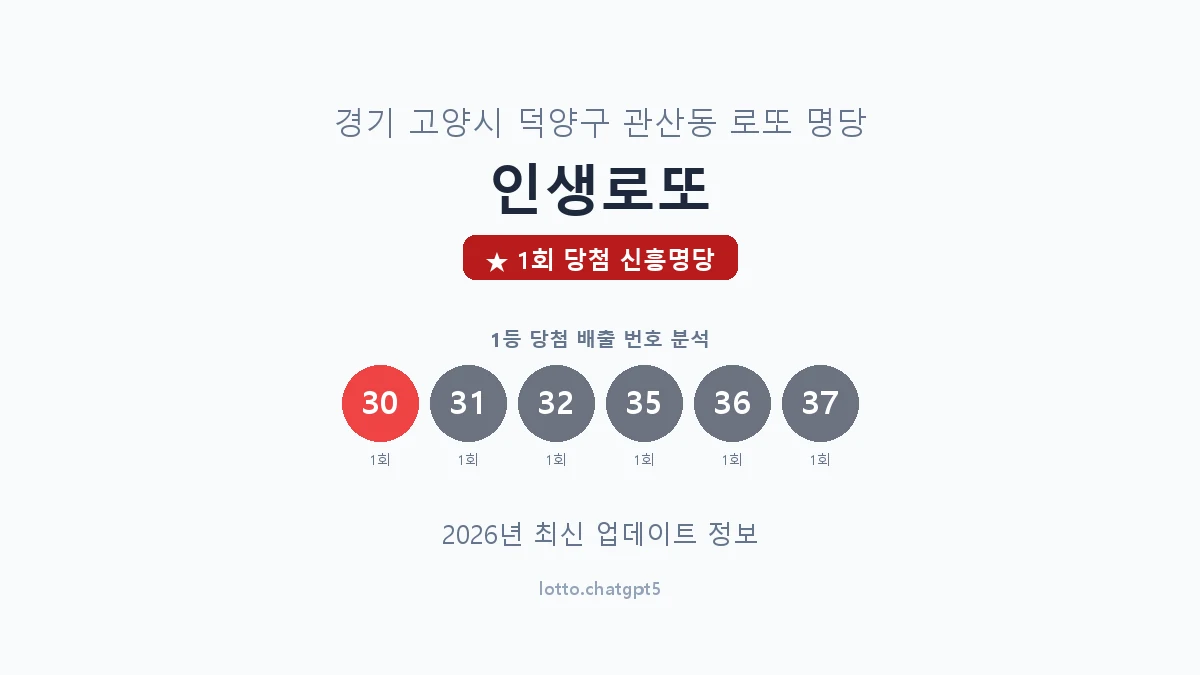 경기 고양시 관산동 로또 명당 인생로또 1등 1회 배출 판매점 썸네일