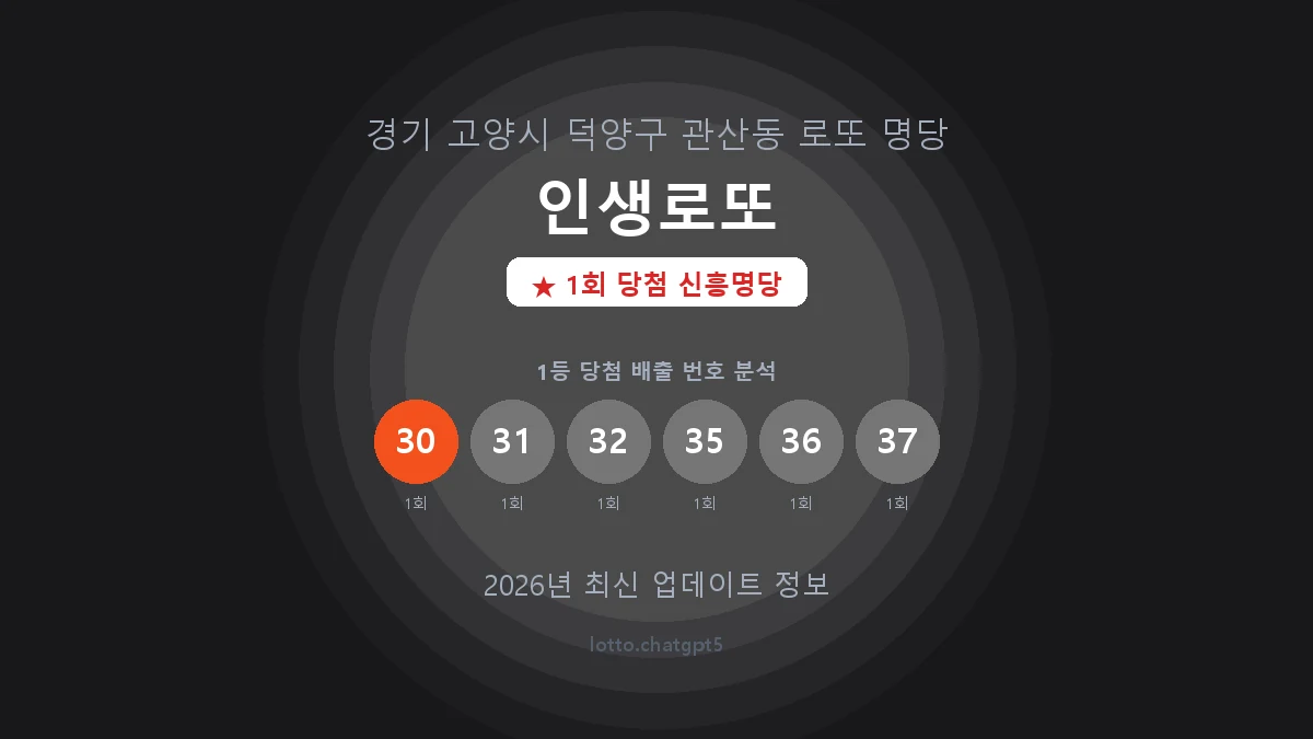 경기 고양시 관산동 로또 명당 인생로또 1등 1회 배출 판매점 썸네일