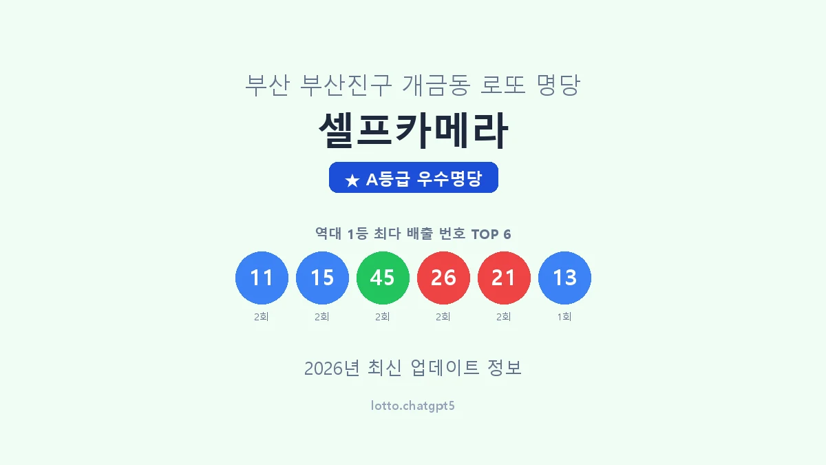 부산 부산진구 개금동 로또 명당 셀프카메라 1등 4회 배출 판매점 썸네일