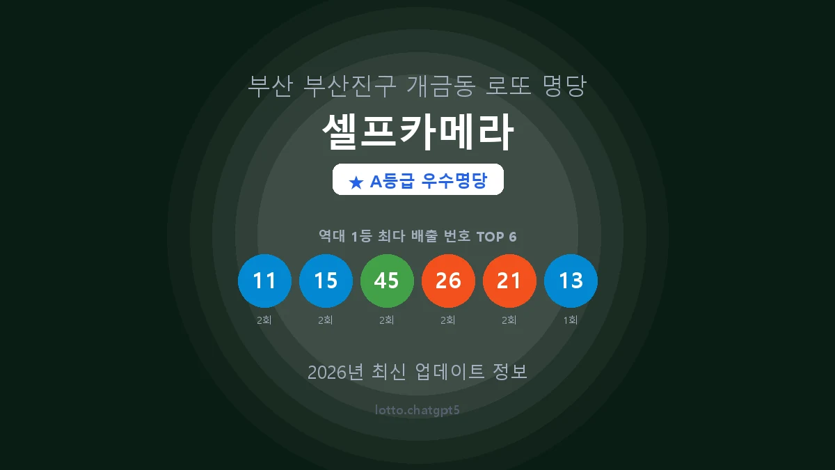 부산 부산진구 개금동 로또 명당 셀프카메라 1등 4회 배출 판매점 썸네일