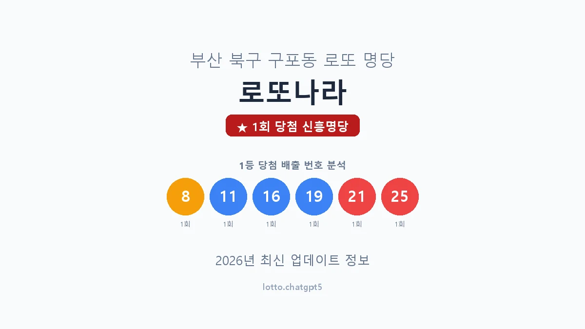 부산 북구 구포동 로또 명당 로또나라 1등 1회 배출 판매점 썸네일