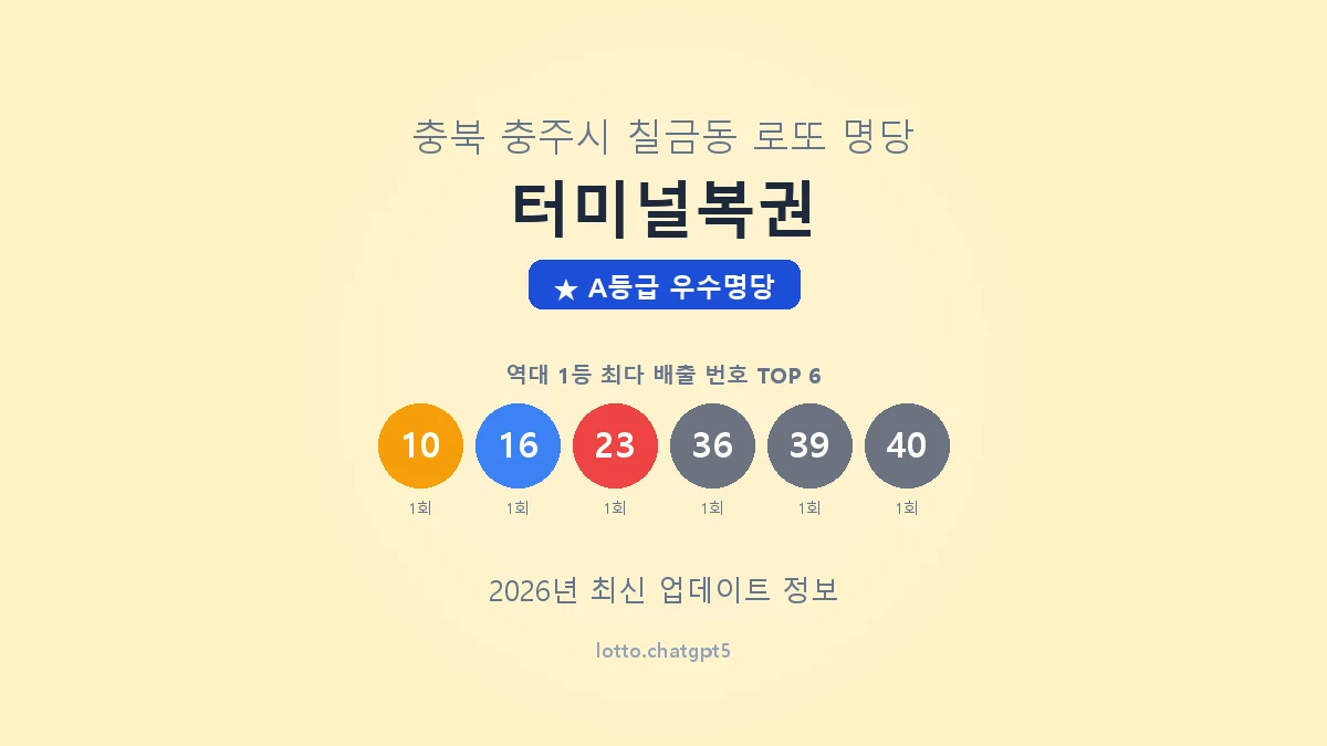 충북 충주시 칠금동 로또 명당 터미널복권 1등 2회 배출 판매점 썸네일