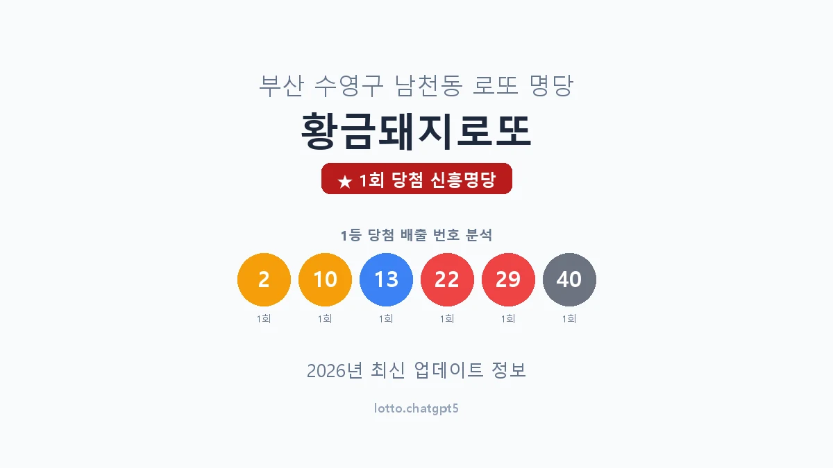 부산 수영구 남천동 로또 명당 황금돼지로또 1등 1회 배출 판매점 썸네일