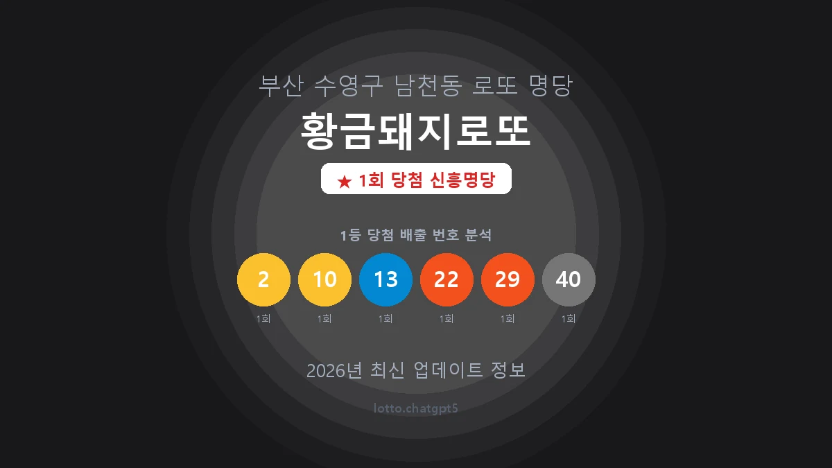 부산 수영구 남천동 로또 명당 황금돼지로또 1등 1회 배출 판매점 썸네일