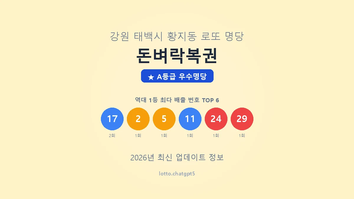 강원 태백시 황지동 로또 명당 돈벼락복권 1등 2회 배출 판매점 썸네일