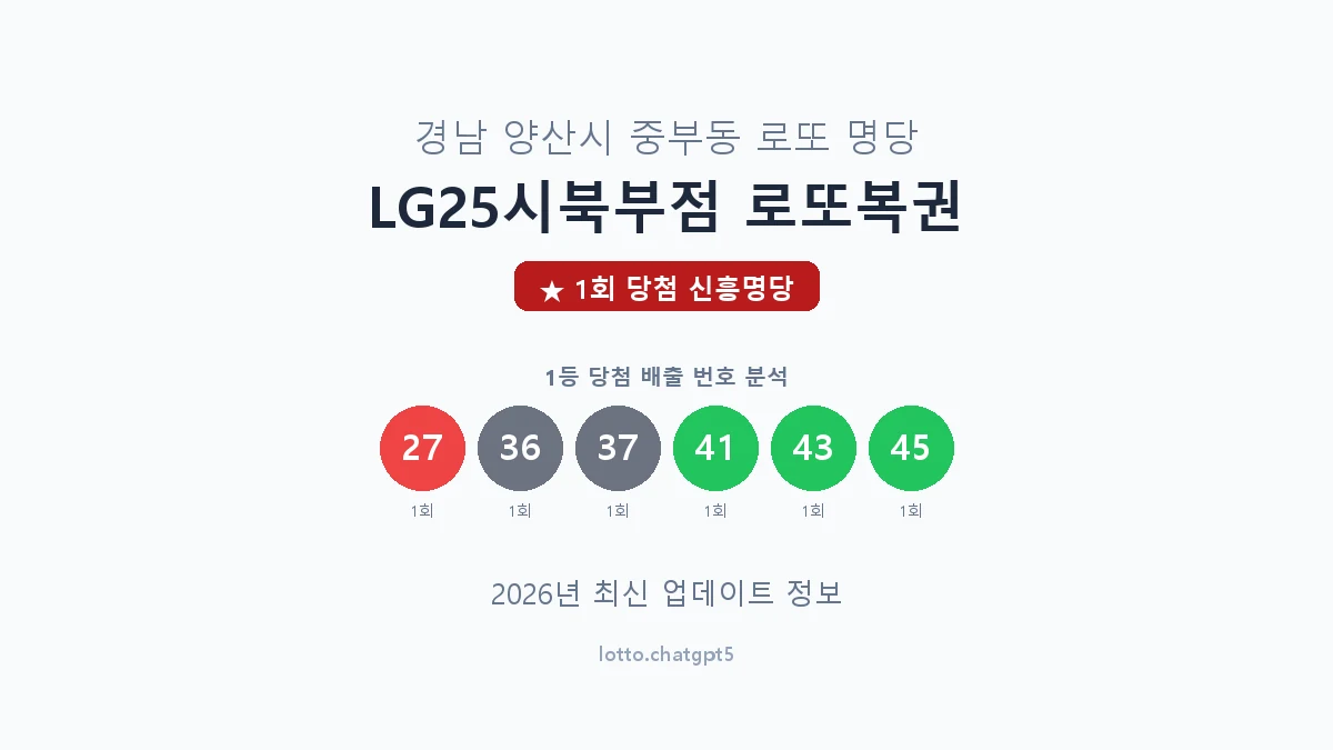 경남 양산시 중부동 로또 명당 LG25시북부점 로또복권 1등 1회 배출 판매점 썸네일