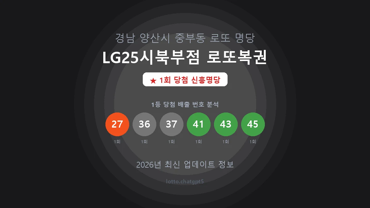 경남 양산시 중부동 로또 명당 LG25시북부점 로또복권 1등 1회 배출 판매점 썸네일